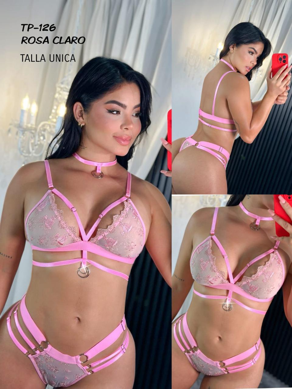 Set Rosa Claro 2 Piezas con Encaje Divino