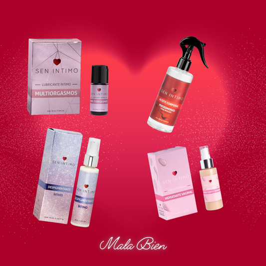 Set #15 - Lubricante Multiorgasmos + Despigmentante + Aceite para Masaje y Aromaterapia con Pheromonas + Hidratante Íntimo (Sen íntimo)