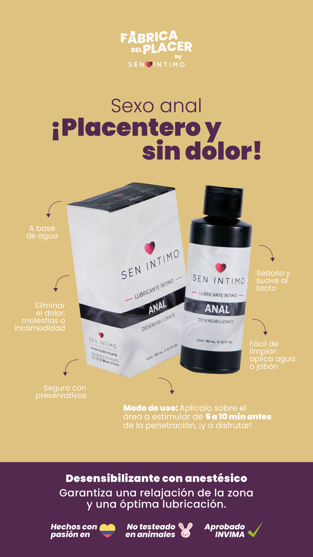 Lubricante Íntimo Anal Desensibilizante x 130 ML