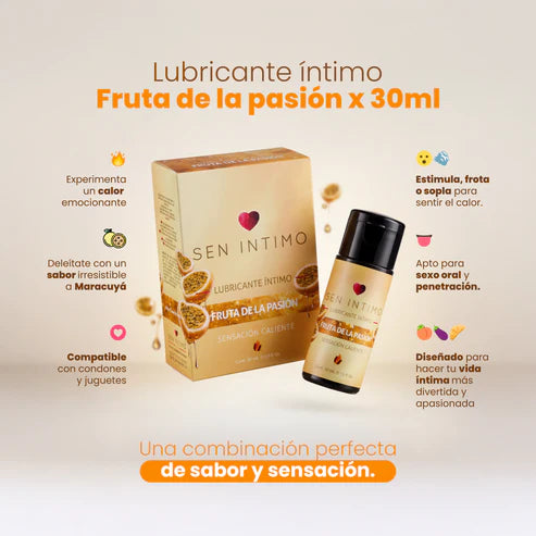 (Nuevo) Lubricante Íntimo Efecto Caliente Sabor Maracuyá 30 ml | Sen Íntimo