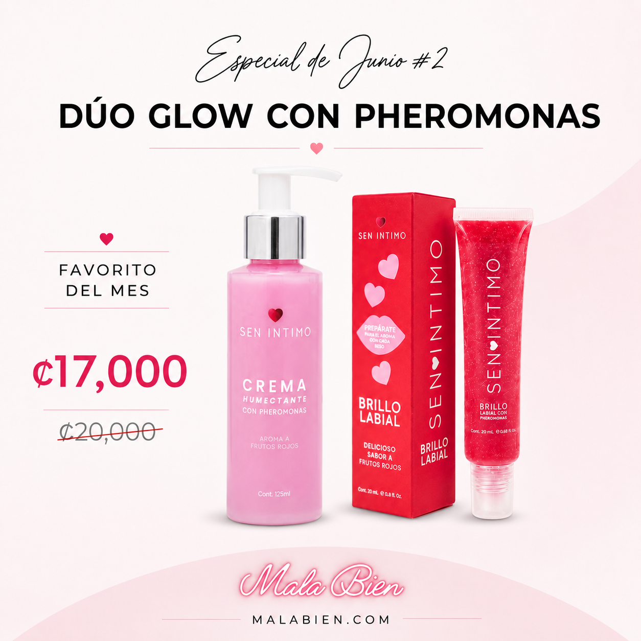 Dúo Glow con Pheromonas | Crema Humectante + Brillo Labial