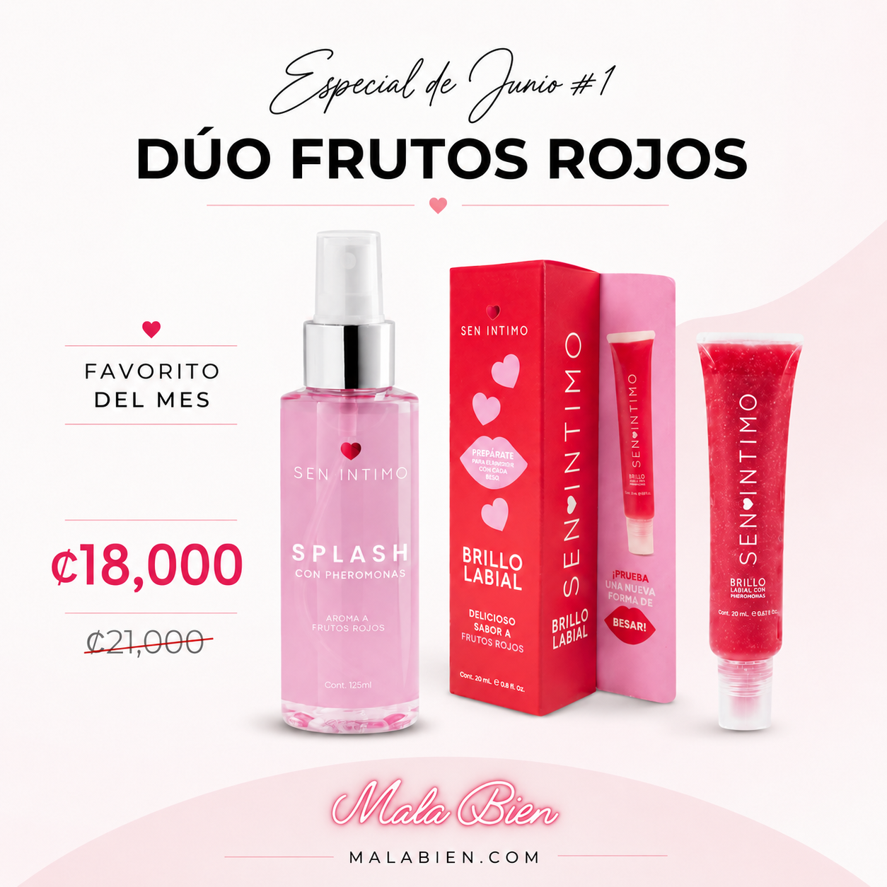 Dúo Frutos Rojos | Splash + Brillo Labial con Pheromonas