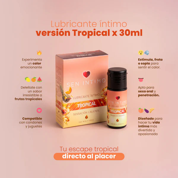 Lubricante Íntimo Caliente con Sabor Tropical 30 ml – Sen Íntimo
