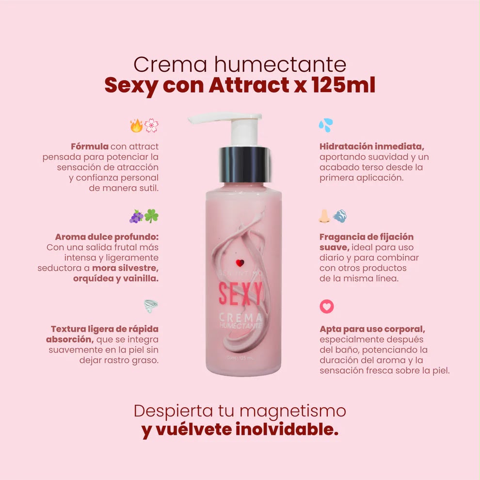 Crema Humectante Seduction con Attract 125ml – Sen Íntimo