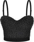 Corset negro con cuentas decorativas y escote corazón