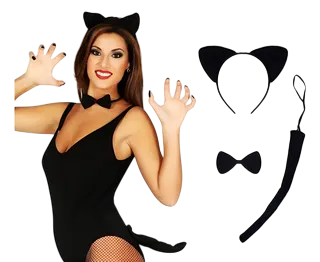 Look de gato de referencia. El kit incluye solamente orejas, cola y lazo.