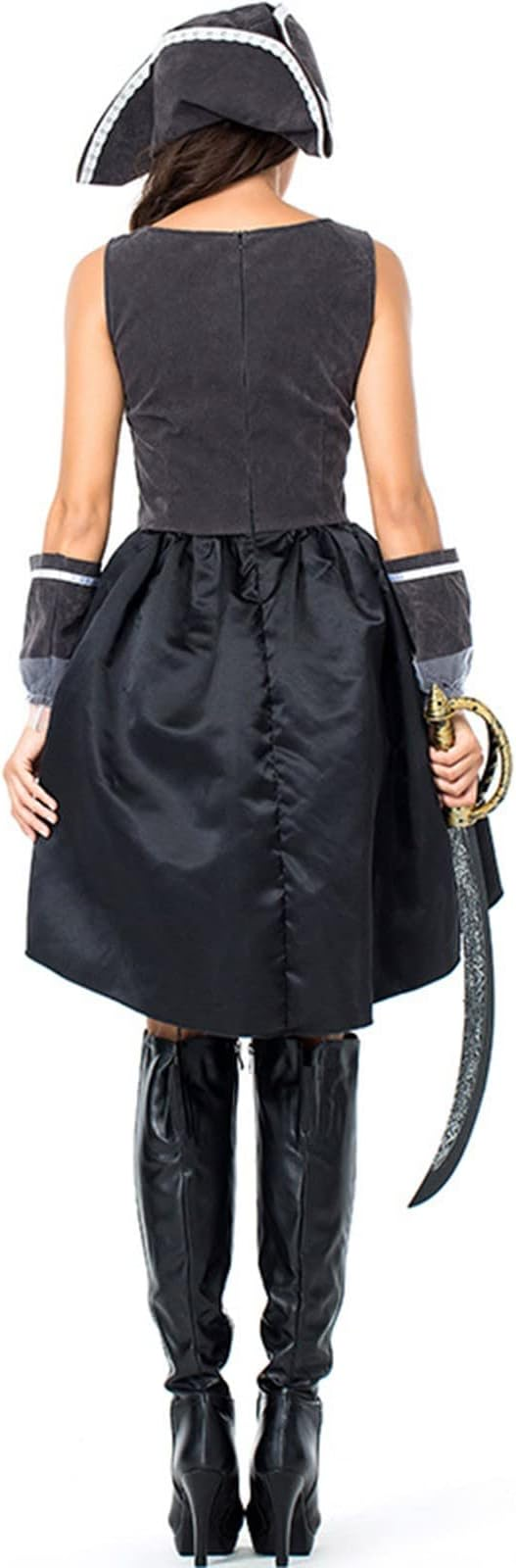 Disfraz de pirata negro, vista posterior; espada no incluida