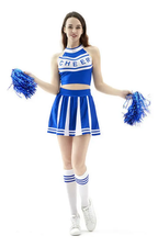 Disfraz de porrista azul y blanco talla S/M, vista frontal