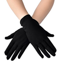 Guantes negros lisos con dedos completos y largo a la muñeca.