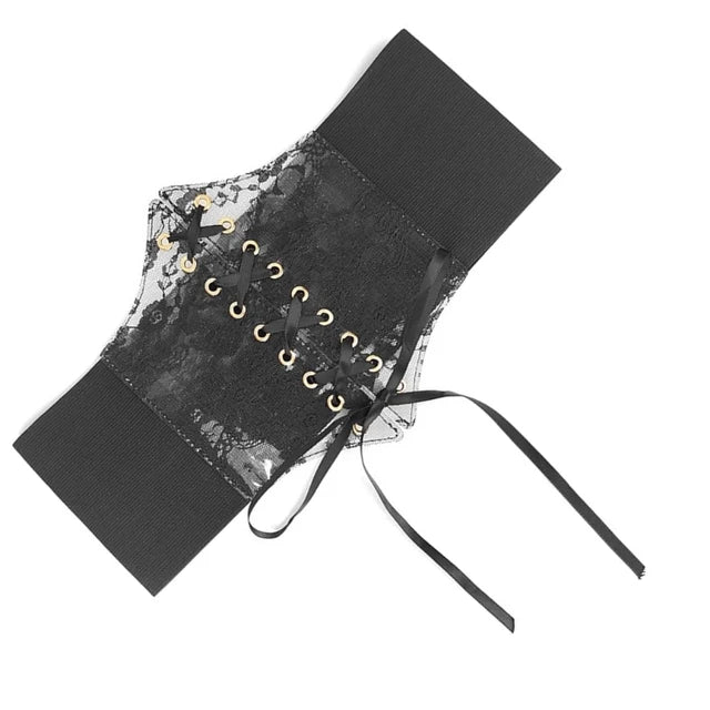 Corset de encaje negro con elástico