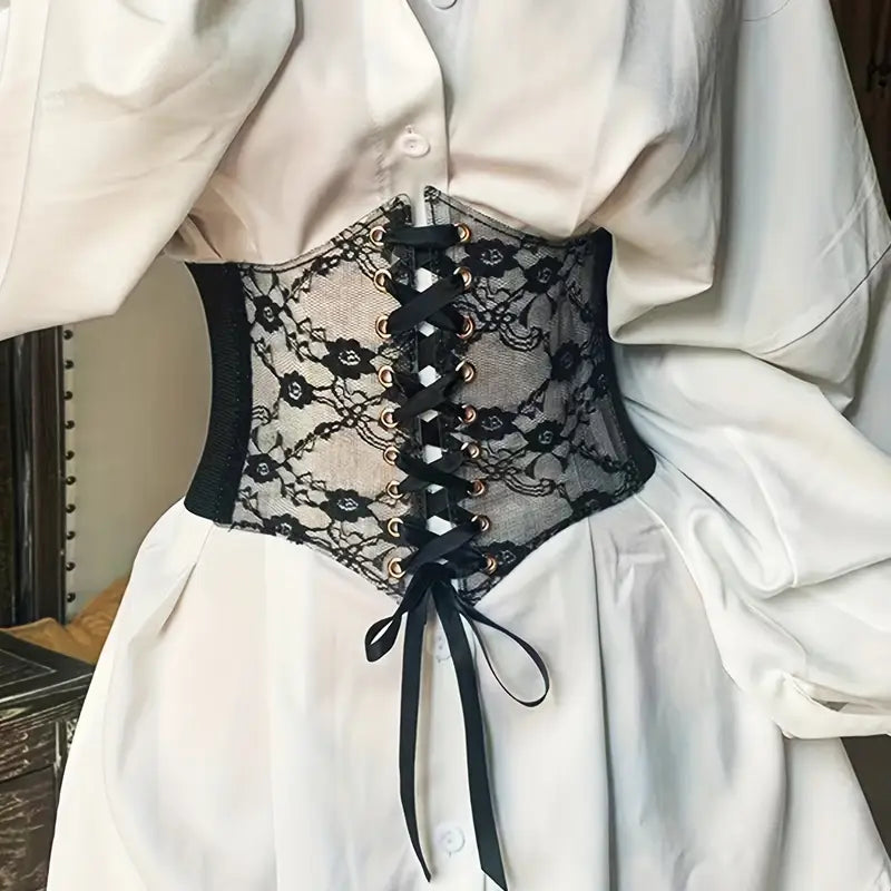 Corset de encaje negro con elástico